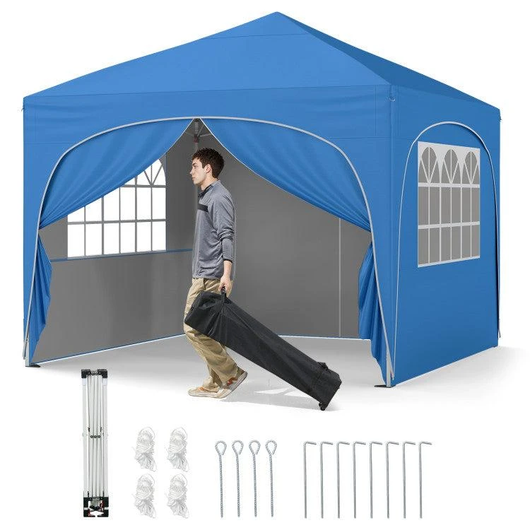 Hivvago 10 X 10 FT Pop up Canopy Tent with 4 Removable Sidewall 7