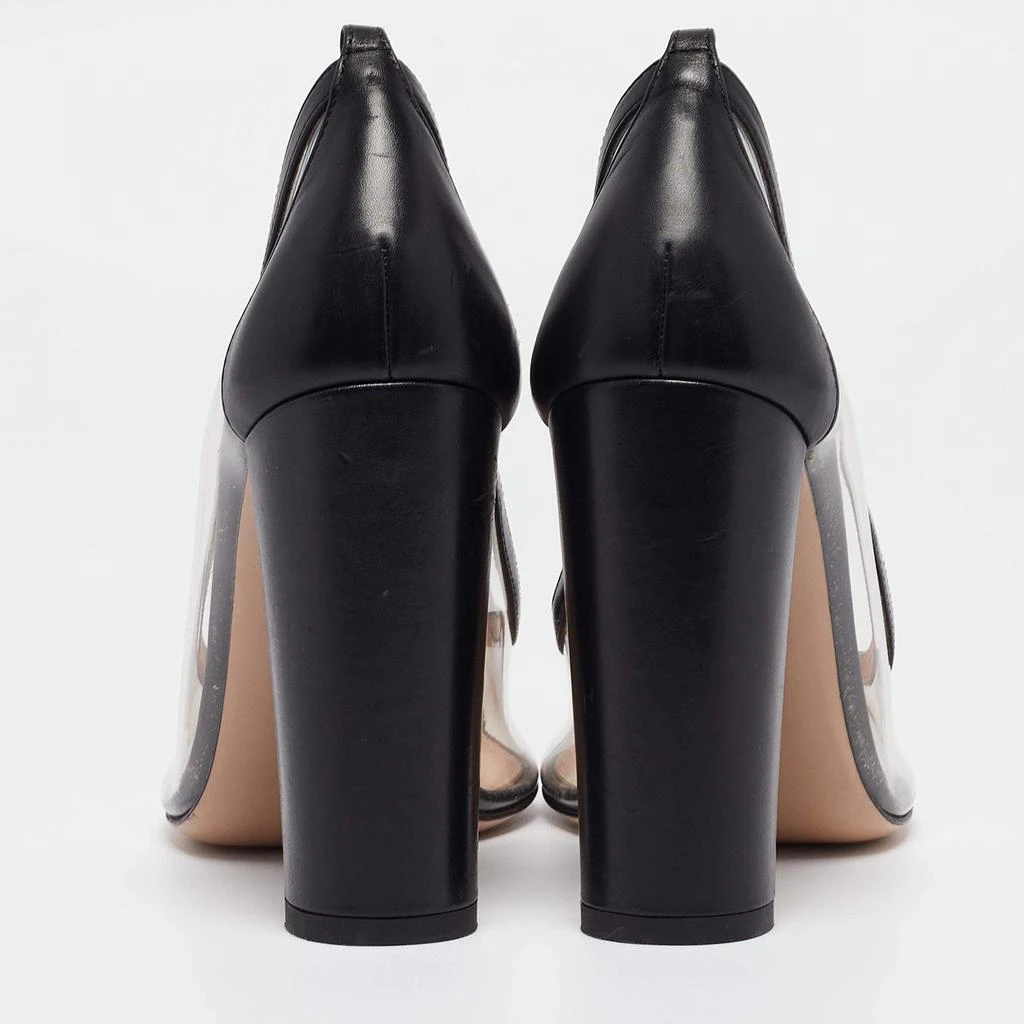 Gianvito Rossi Gianvito Rossi Black Leather and PVC Plexi Block Heel Pumps Size 39 5