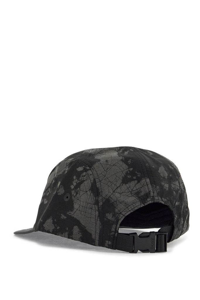 Hugo Boss black flat brim hat with graphic print and adjustable closure