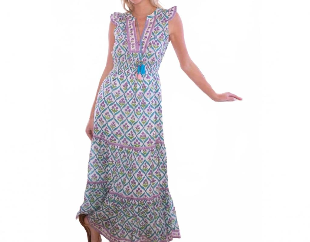 BELL Lola Maxi Dress In Turquoise Purple Diamond 1