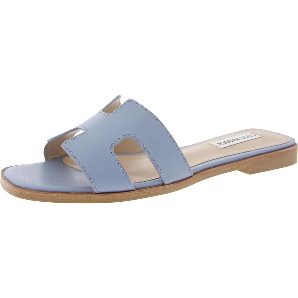 Steven Hadyn Womens Faux Leather Square Toe Flat Sandals 5