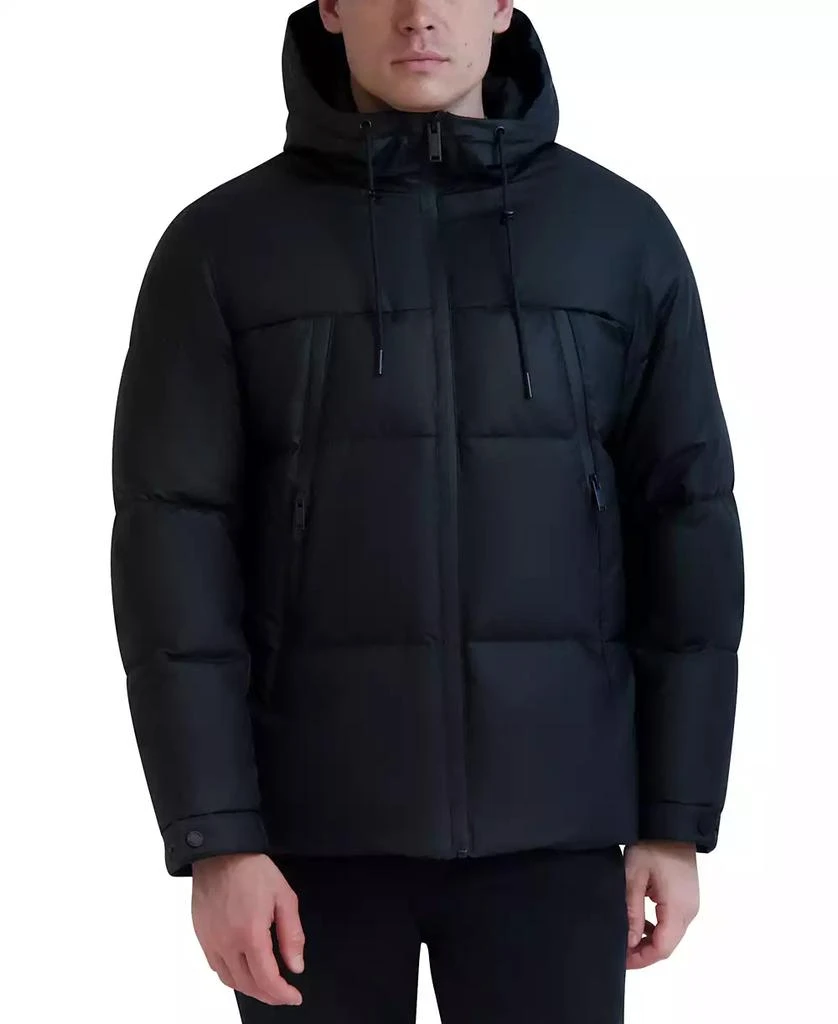 Karl Lagerfeld Paris Men's Hooded Puffer with Elongated Zipper Pockets 1