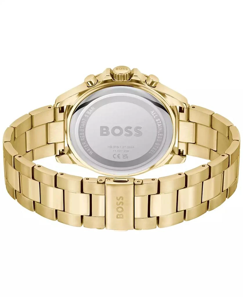 Hugo Boss Men's Troper Quartz Fashion Chronograph Ionic Plated Gold-Tone Steel Watch 45mm 3