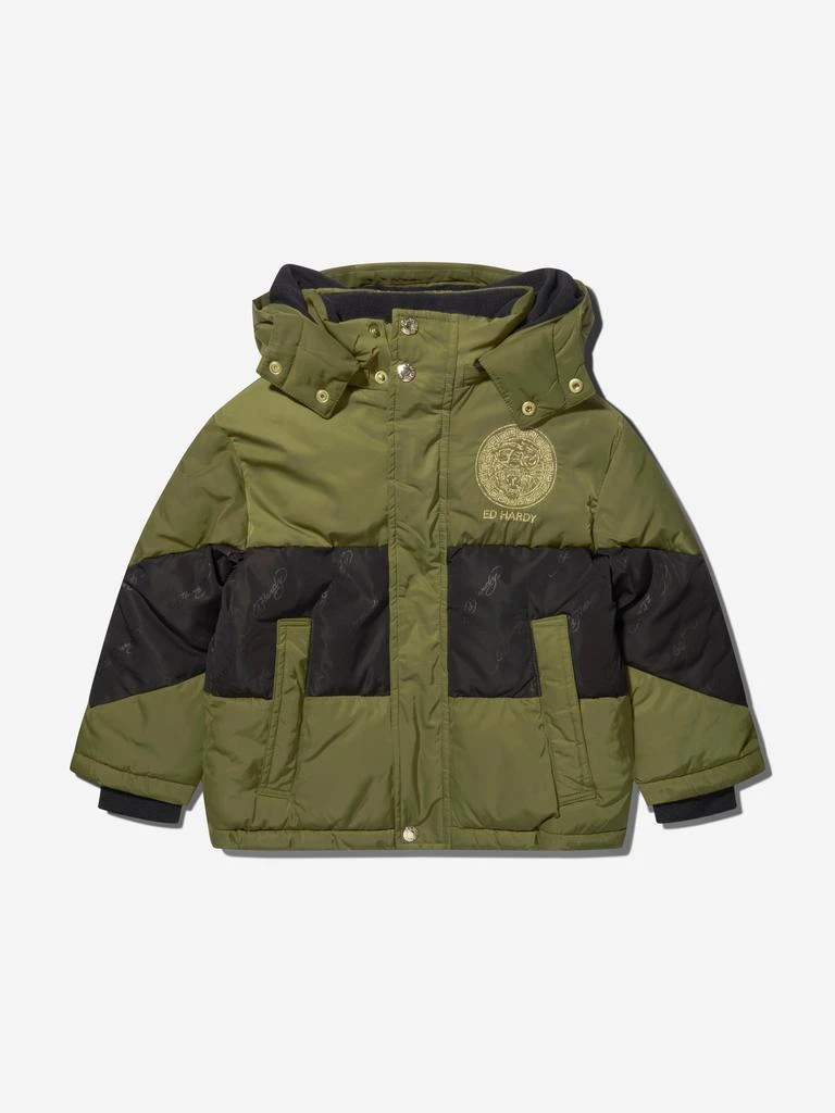 ED Hardy ED Hardy Boys Puffer Jacket in Green 2