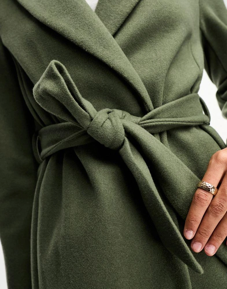 New Look New Look belted coat in khaki 2