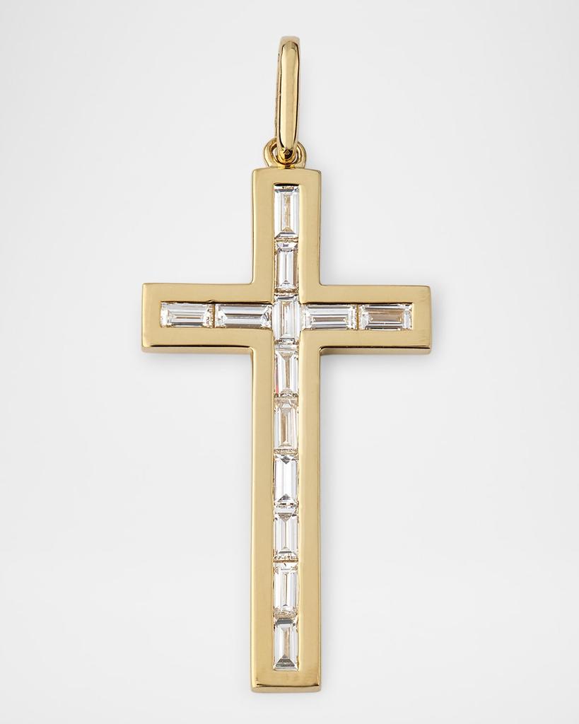 Sydney Evan Men's 14K Gold Diamond Baguette Cross Pendant