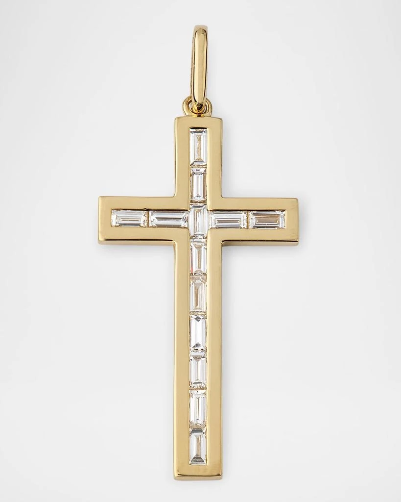 Sydney Evan Men's 14K Gold Diamond Baguette Cross Pendant 1