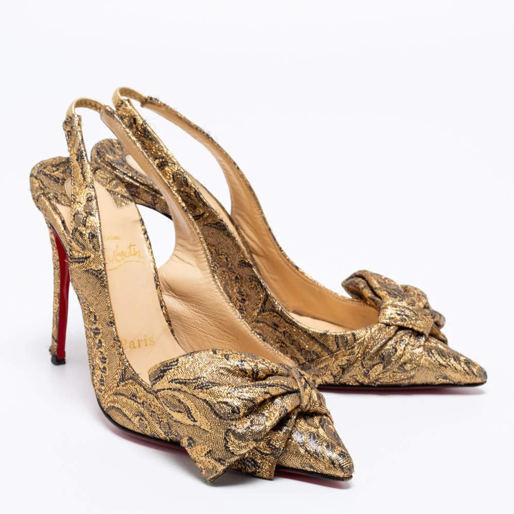 Christian Louboutin Christian Louboutin Gold Brocade Fabric Kirazissimo Slingback Sandals Size 37.5 4