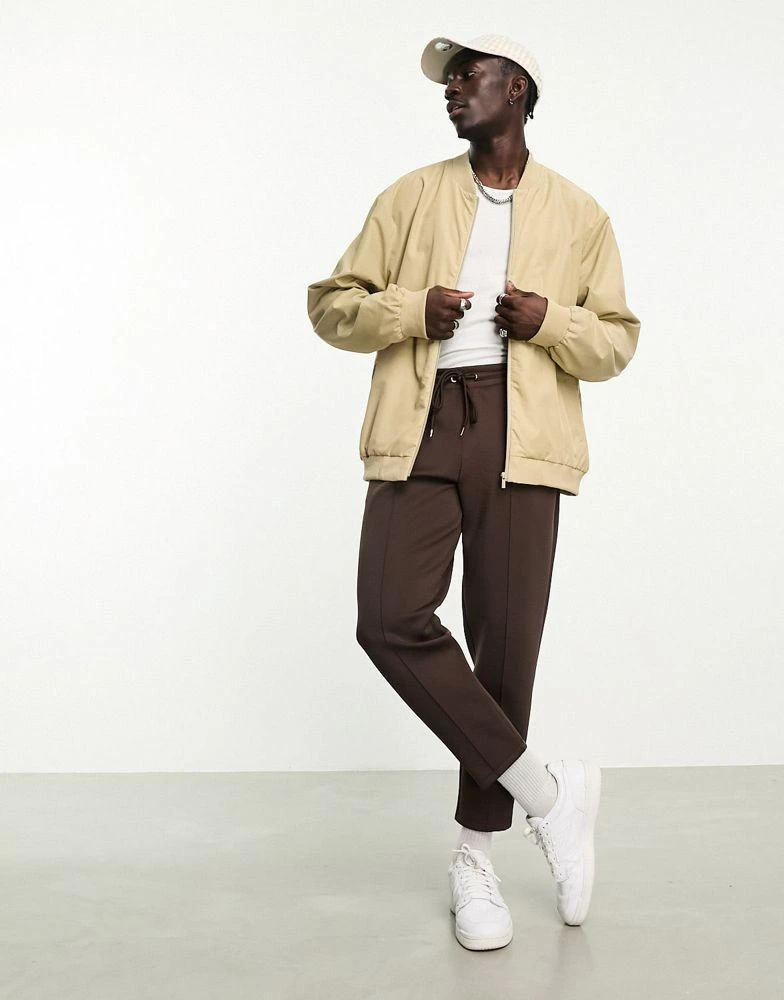 ASOS ASOS DESIGN oversized bomber jacket in stone 3