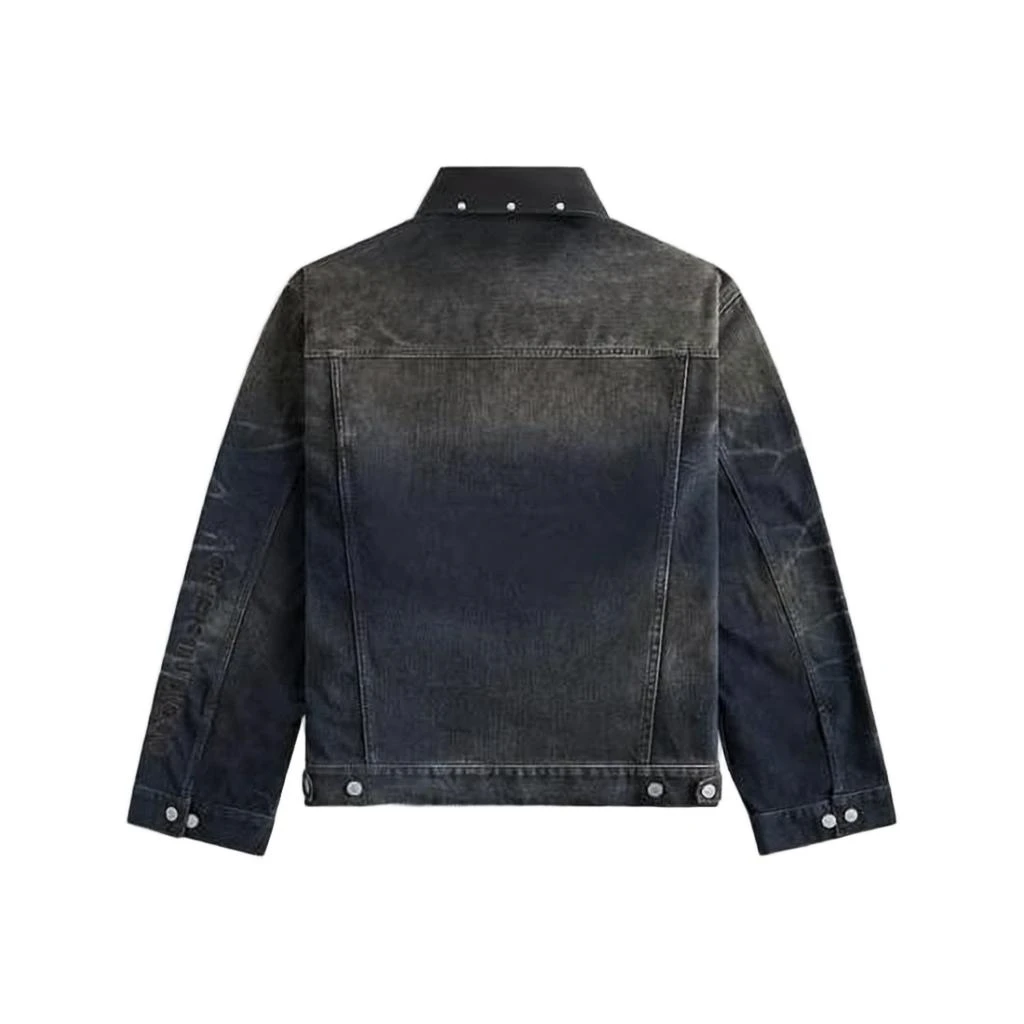 Acne Studios Faded Black Denim Jacket with Studded Collar 2