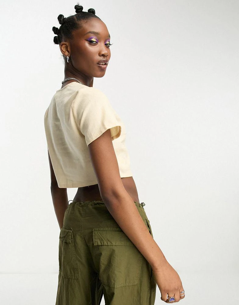 Daisy Street Daisy Street tie front linen cami crop top 2
