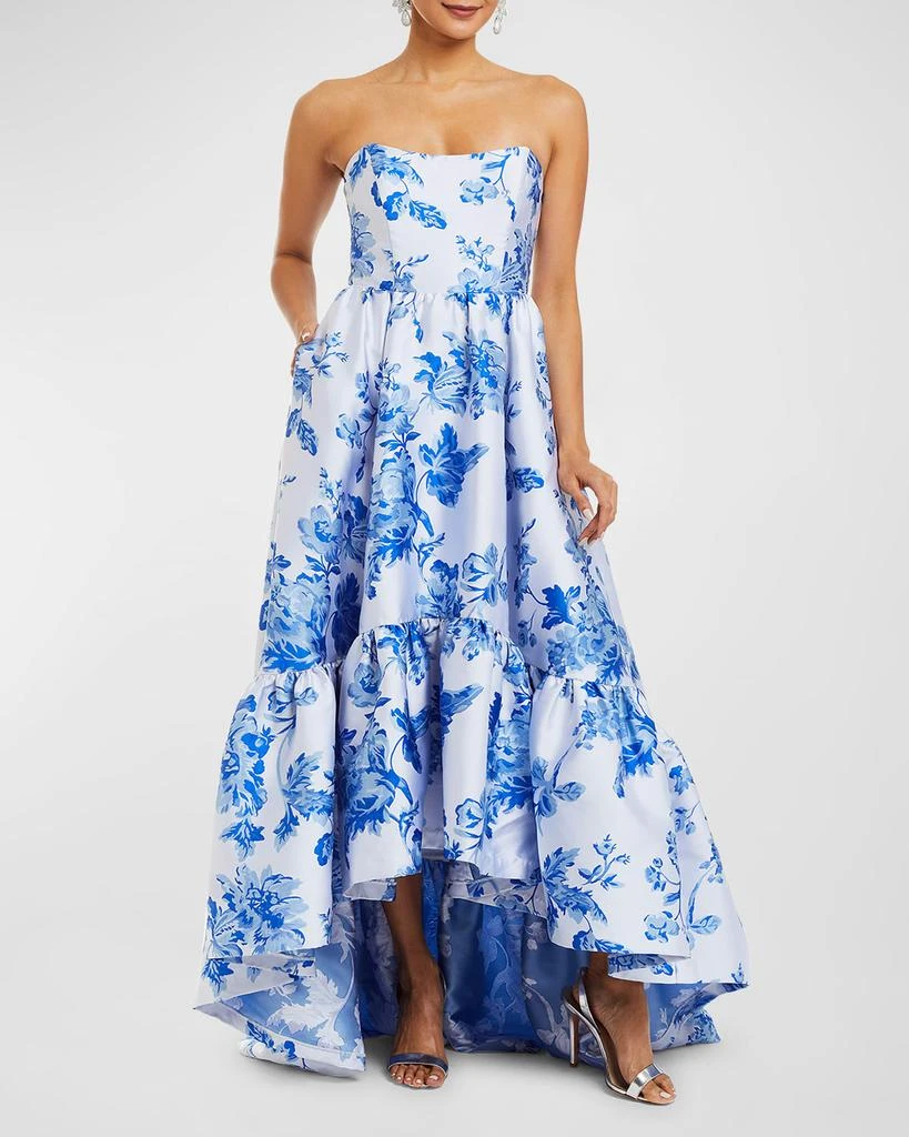 Mestiza New York Georgiana Strapless Floral-Print High-Low Gown 2