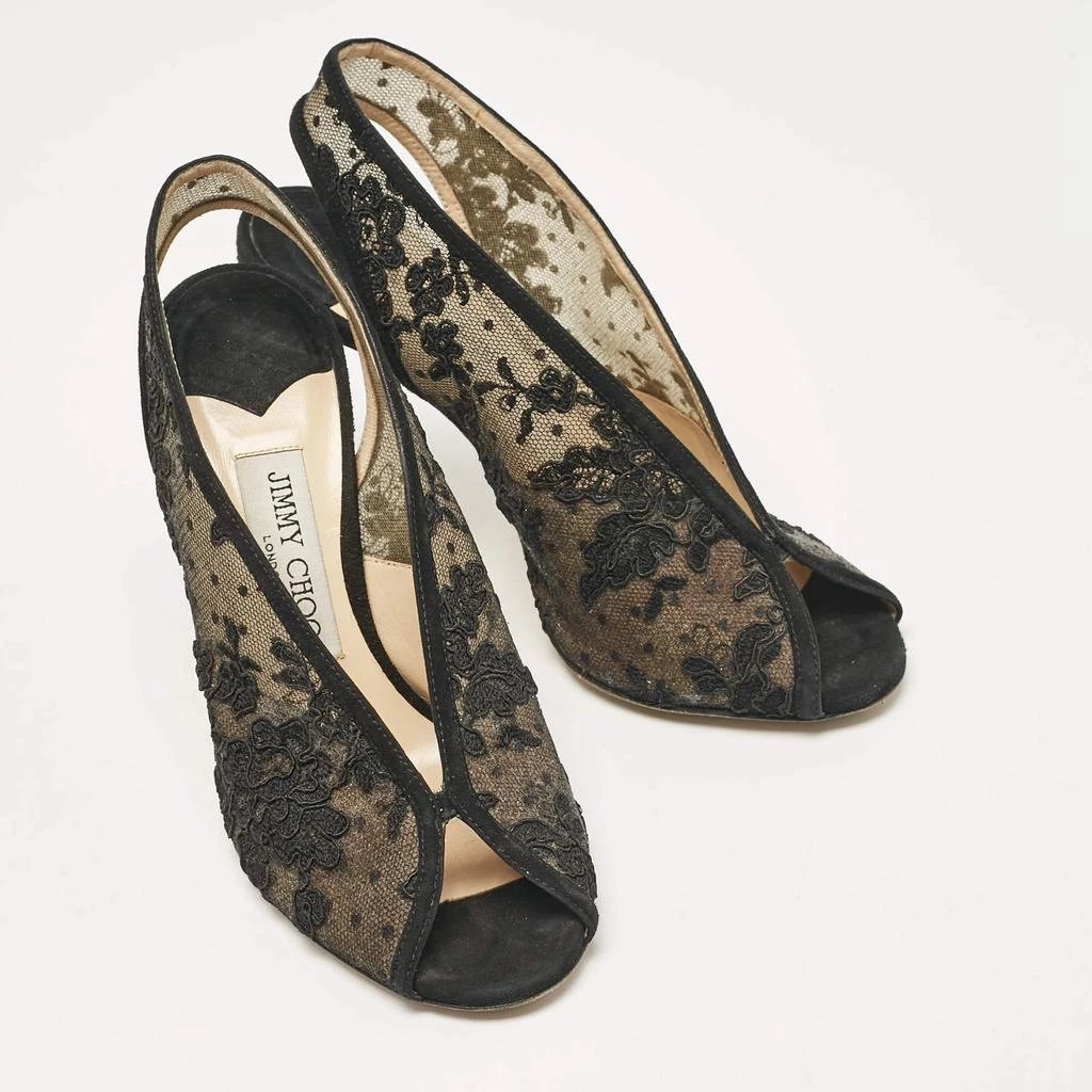 Jimmy Choo Jimmy Choo Black Lace Shar Slingback Pumps Size 37.5 4