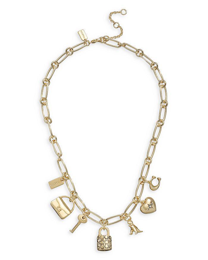 COACH Iconic Charm Statement Necklace in Gold Tone, 16"-18"