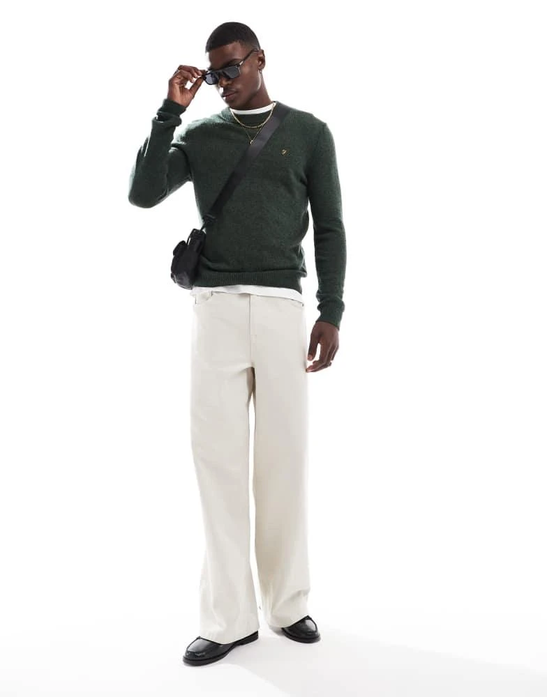 Farah Farah Birchall lambswool jumper in green 3