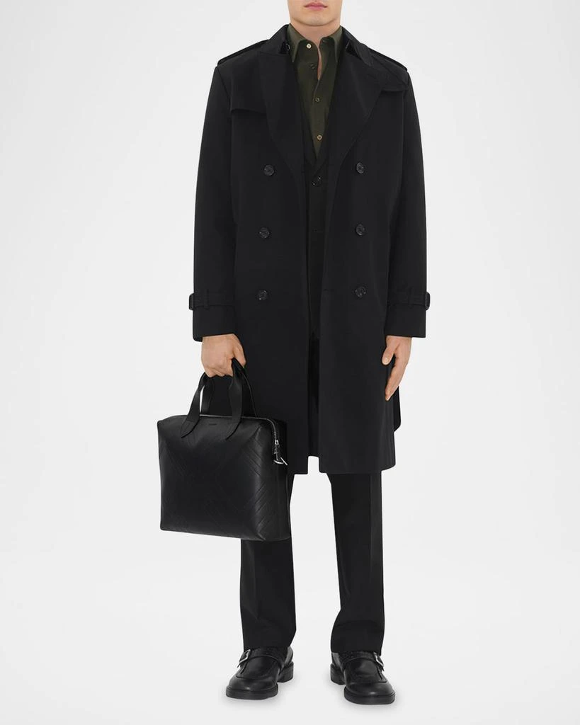 Burberry Men's Check Embossed Leather Briefcase 6