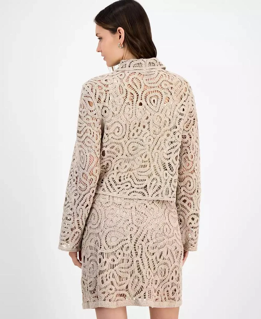 INC International Women's Collared Crochet Sweater Jacket, Exclusively at Macy's 4