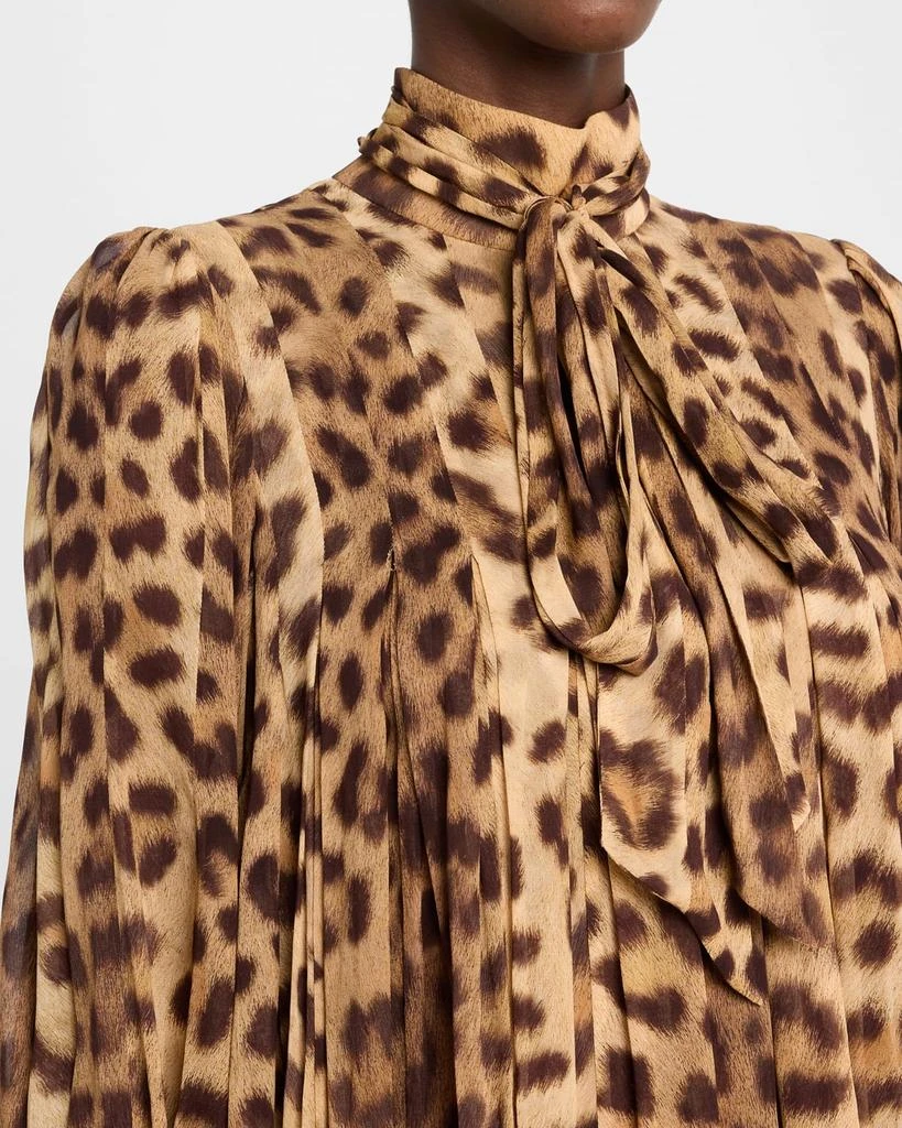 Zimmermann Crush Tie Neck Leopard Midi Dress 5