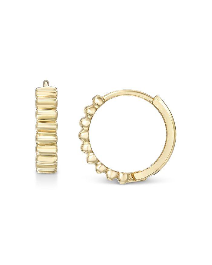 Zoe Lev 14K Yellow Gold Notched Huggie Hoop Earrings