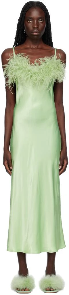 Sleeper Green Feather Slip Dress 1