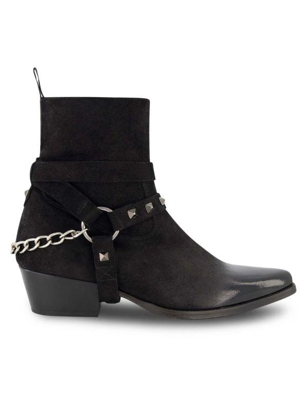 Karl Lagerfeld Paris Paris White Label Studded Suede & Leather Boots 1