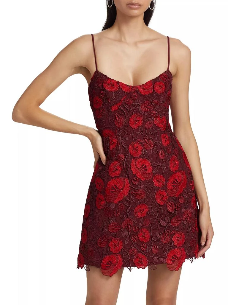 Monique Lhuillier Arielle Metallic Lace Sleeveless Minidress 3