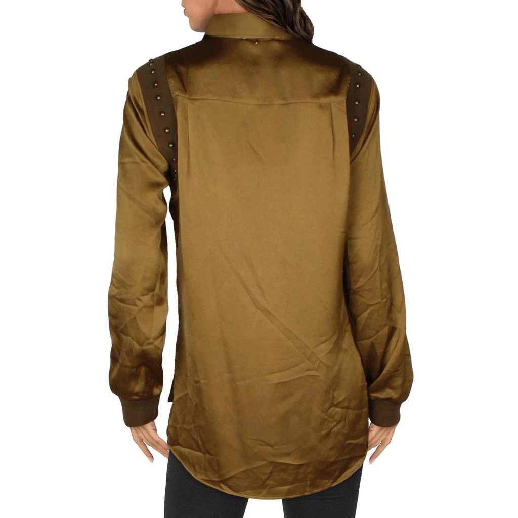 Adrienne Landau Womens Office Beaded Button-Down Top 2