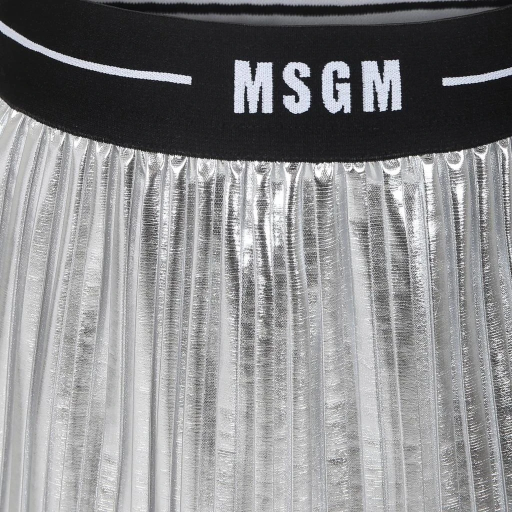 MSGM Silver Skirt For Girl With Logo 3