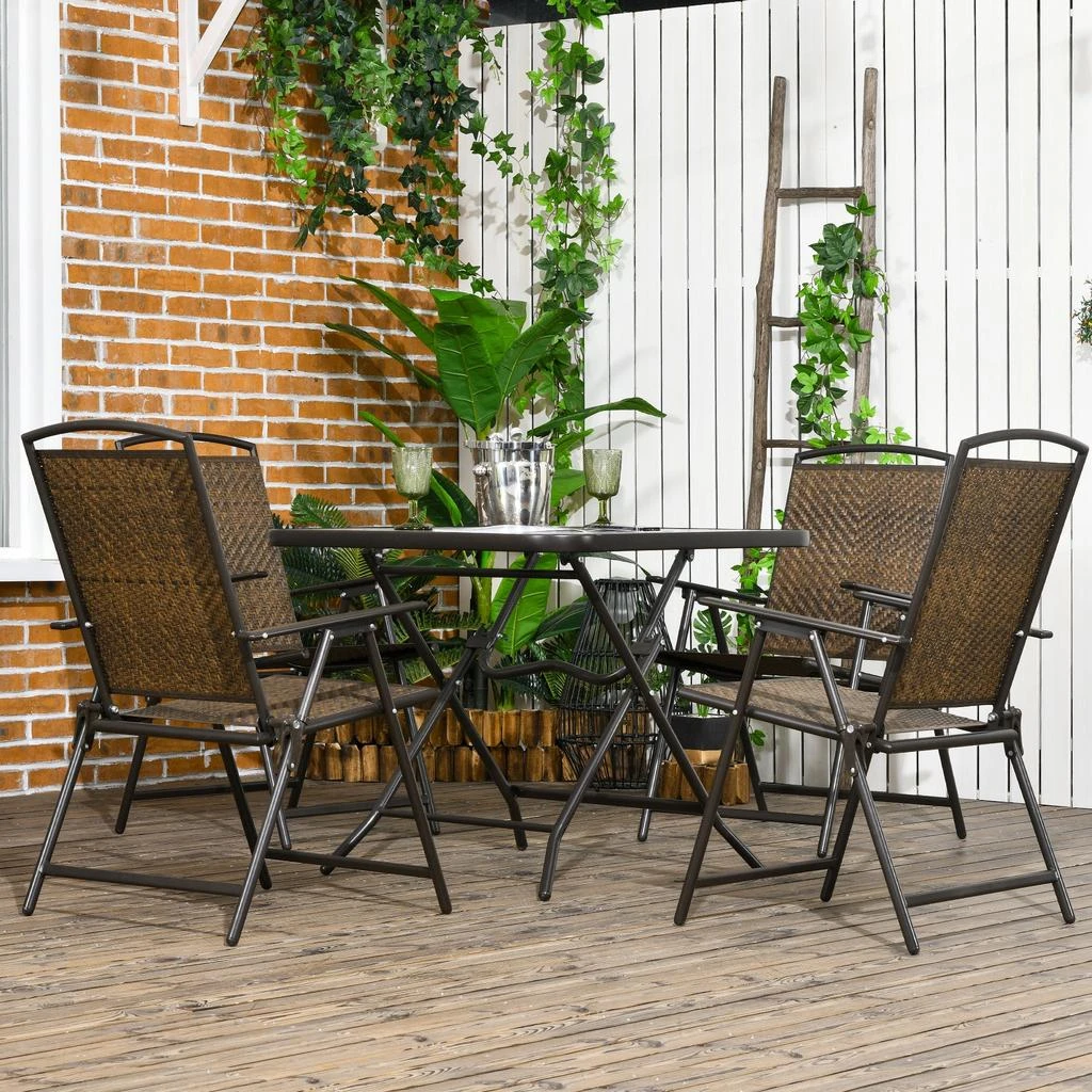 Hivvago Foldable Outdoor Wicker Dining Set 2