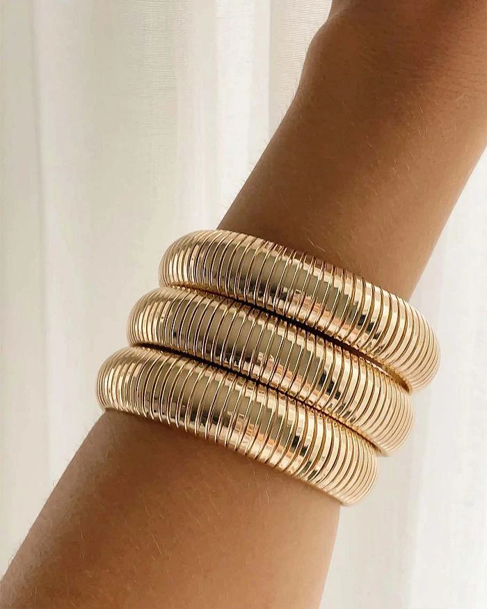 Ettika Jewelry Golden Hour Stretch Bracelets in 18K Gold Plated or Rhodium Plated, Set of 3 2