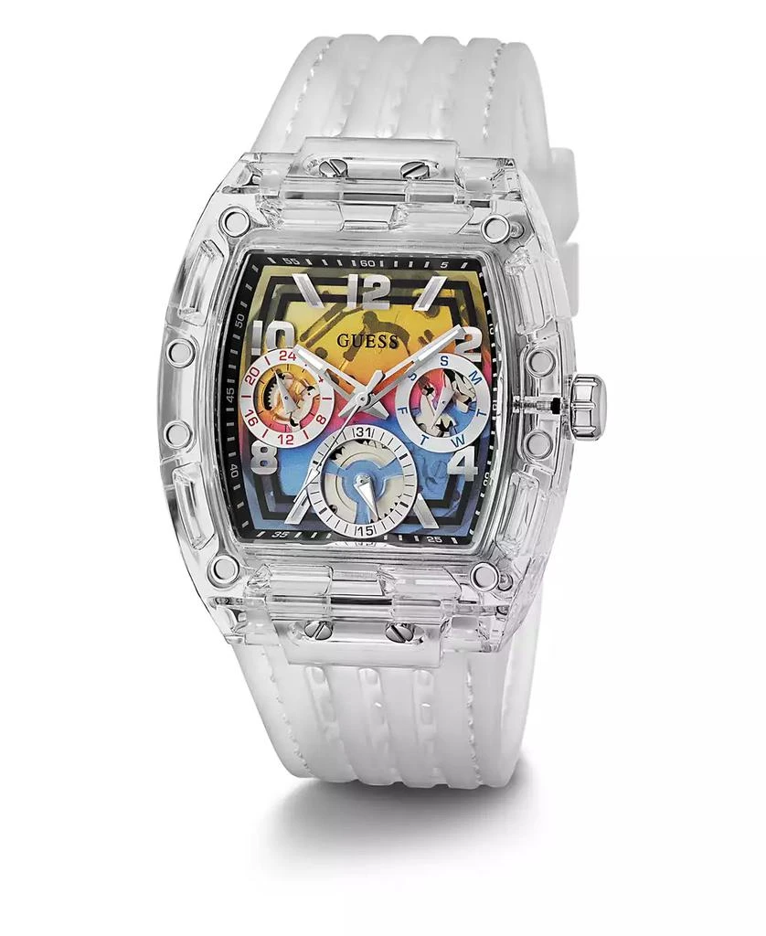 GUESS Men
s Clear Silicone Multi-Function Watch 44mm 5