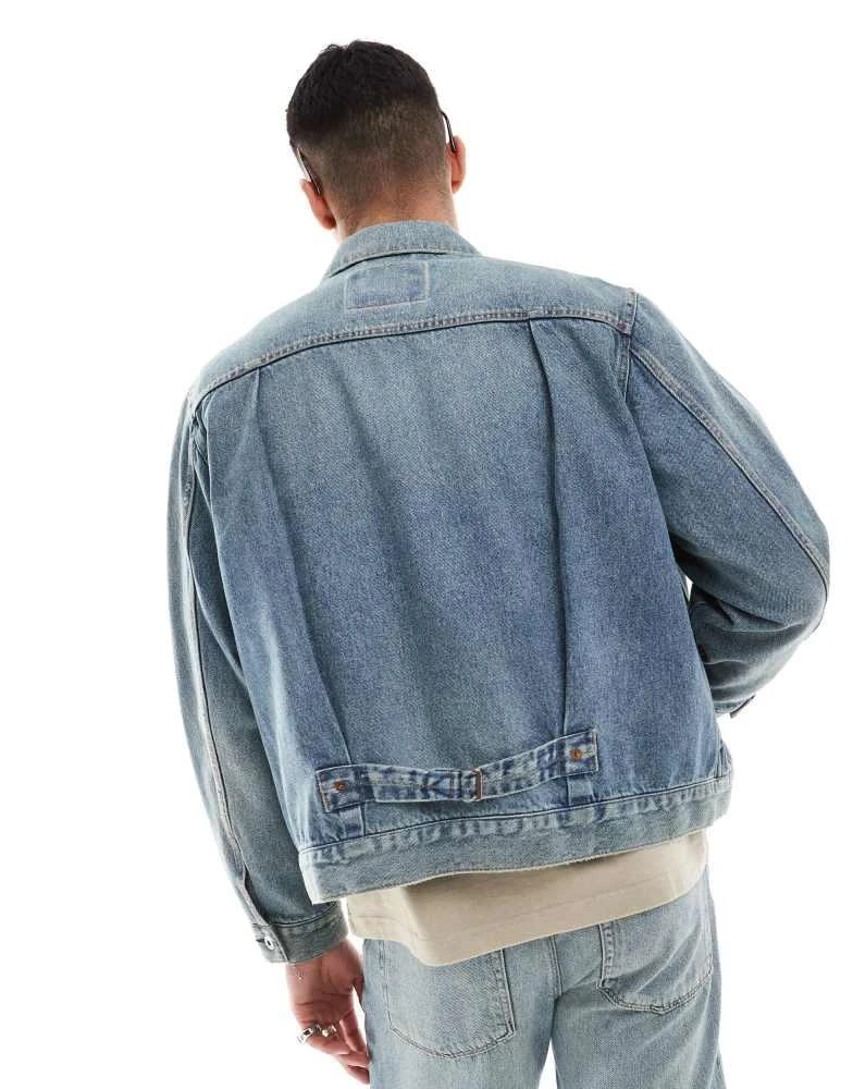 Levi's Levi's 3 in 1 quilted vest denim trucker jacket in mid blue 3