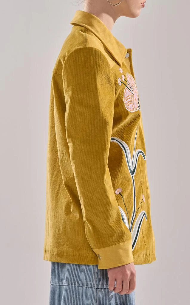 AZALEA WANG Geraldine Mustard Floral Embroidered Corduroy Jacket 3