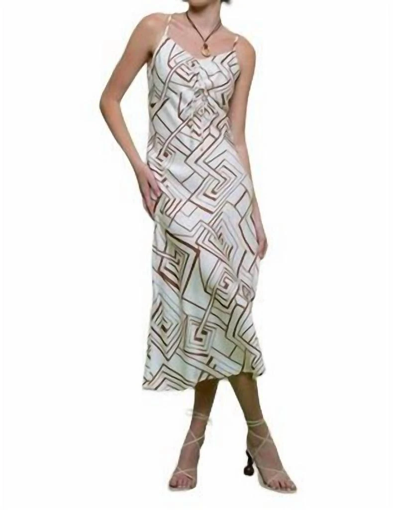Blu Pepper Geo Midi Dress In Ivory 1