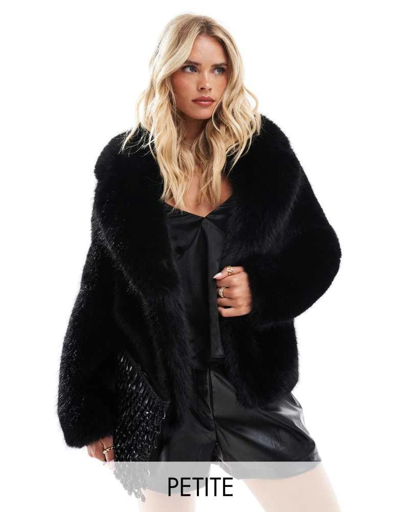 Forever New Petite Forever New Petite faux fur coat in black 1