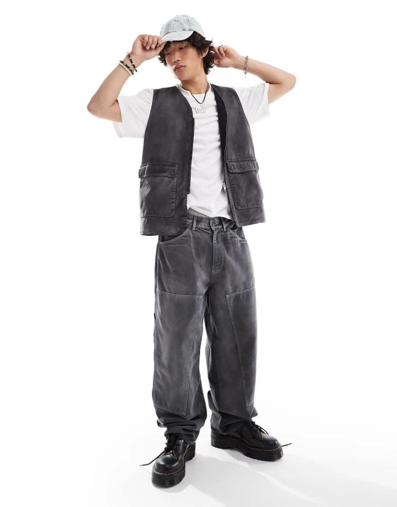 COLLUSION COLLUSION X002 baggy carpenter jeans in washed grey - LBLUE 1