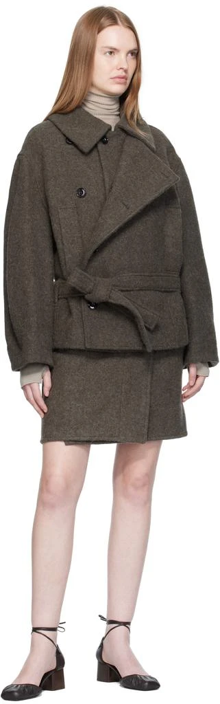 Lemaire Khaki Short Asymmetrical Bathrobe Coat 4