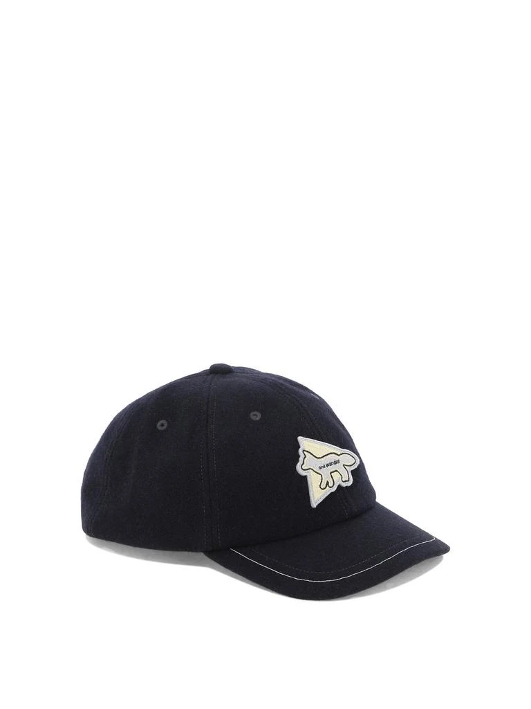 Maison Kitsuné X And Wander Logo-Appliqué Curved Peak Cap – On - Main Image