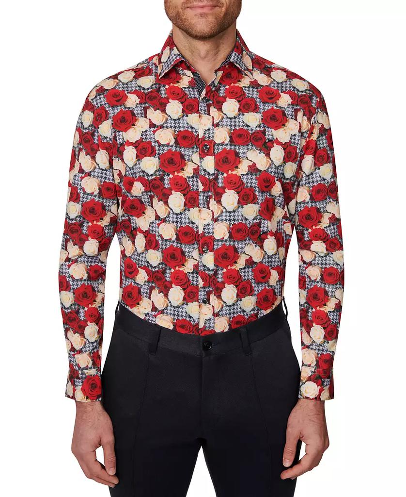 Society of Threads Men's Slim Fit Non-Iron Floral-Print Performance Stretch Dress Shirt