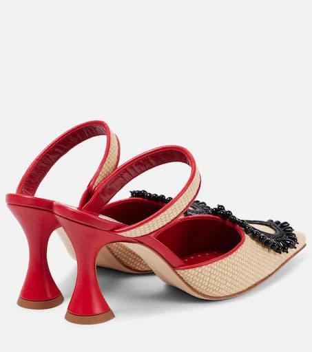 Manolo Blahnik Atika 90 embellished raffia mules 2