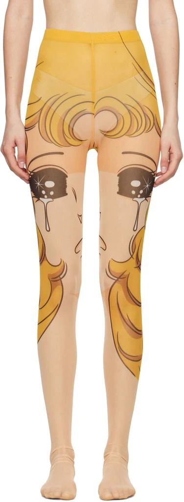 pushBUTTON Yellow Crying Girl Mesh Leggings 1