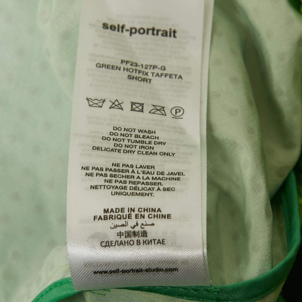 Self Portrait Self-Portrait Neon Green Rhinestone Embellished Taffeta Shirt &Shorts Set S/L 6