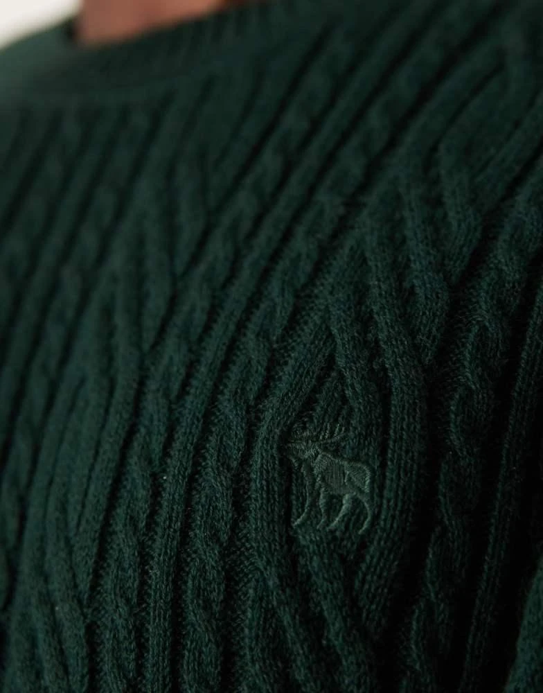 Abercrombie & Fitch Abercrombie & Fitch cable knit merino jumper in dark green 3