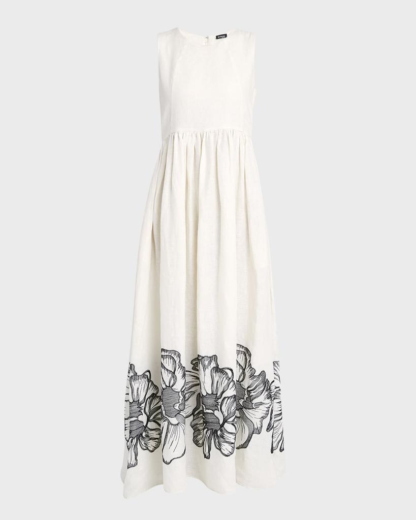 Kiton Sleeveless Floral Embroidered Maxi Dress