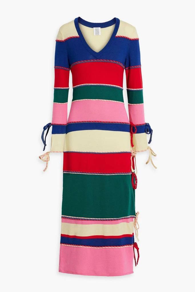 Rosie Assoulin Bow-detailed striped wool midi dress 1