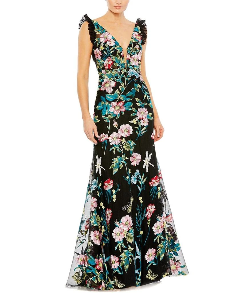 Embroidered Floral Plunge Neck Trumpet Gown  On Sale Now with Up to 69%  Off | Discover Exclusive Deals & Savings at BeyondStyle  Authentic Mac  Duggal women|clothing|dresses with Limited-Time Discounts, Free