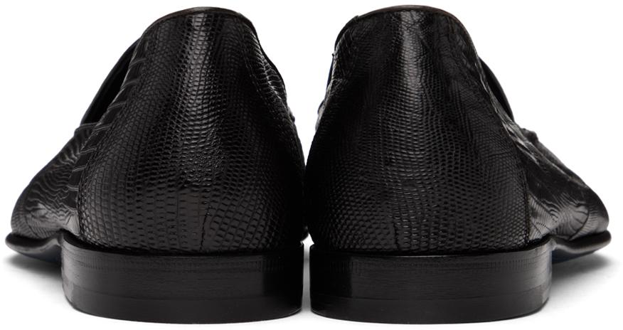 Brioni Black Embossed Loafers