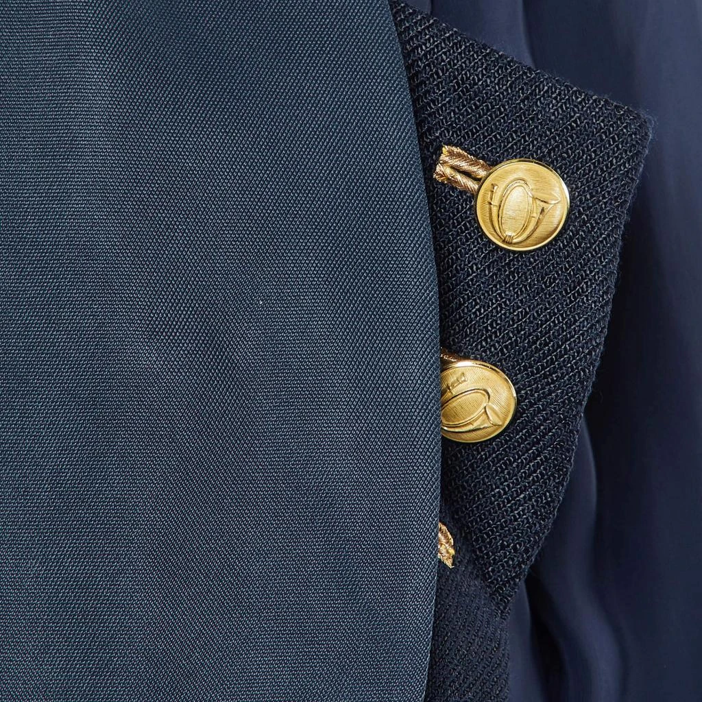 Balenciaga Balenciaga Navy Blue Crepe Panelled Button Detail Jacket M 3