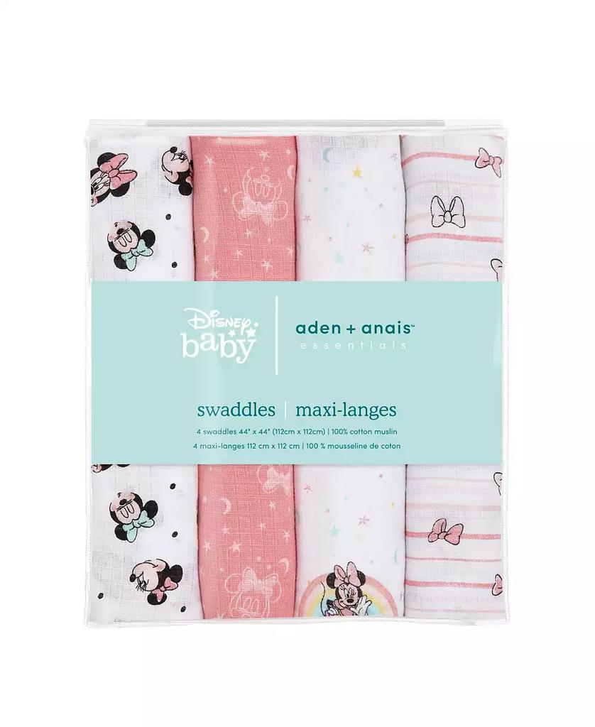 aden + anais Baby Girls Minnie Swaddle Blankets, Pack of 4