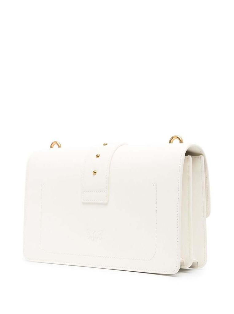 Pinko 'Classic Love Bag Icon' White Shoulder Bag With Logo Patch In Smooth Leather Woman